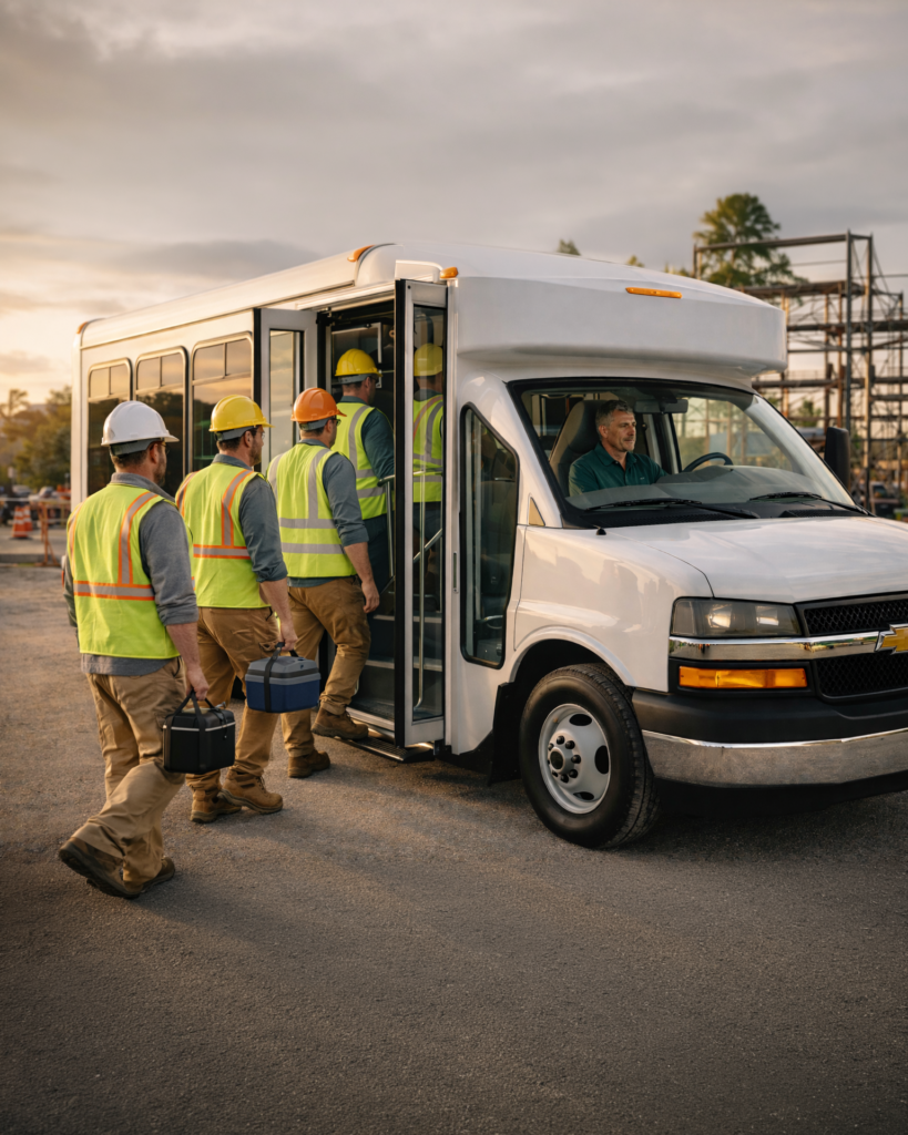 Construction worker transportation service in South Florida