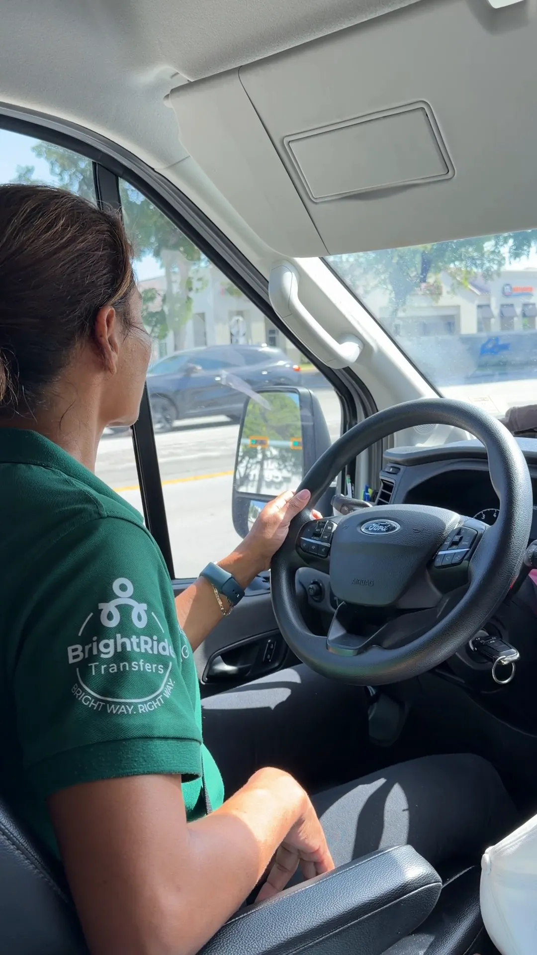 BrightRide driver operating a passenger shuttle in South Florida